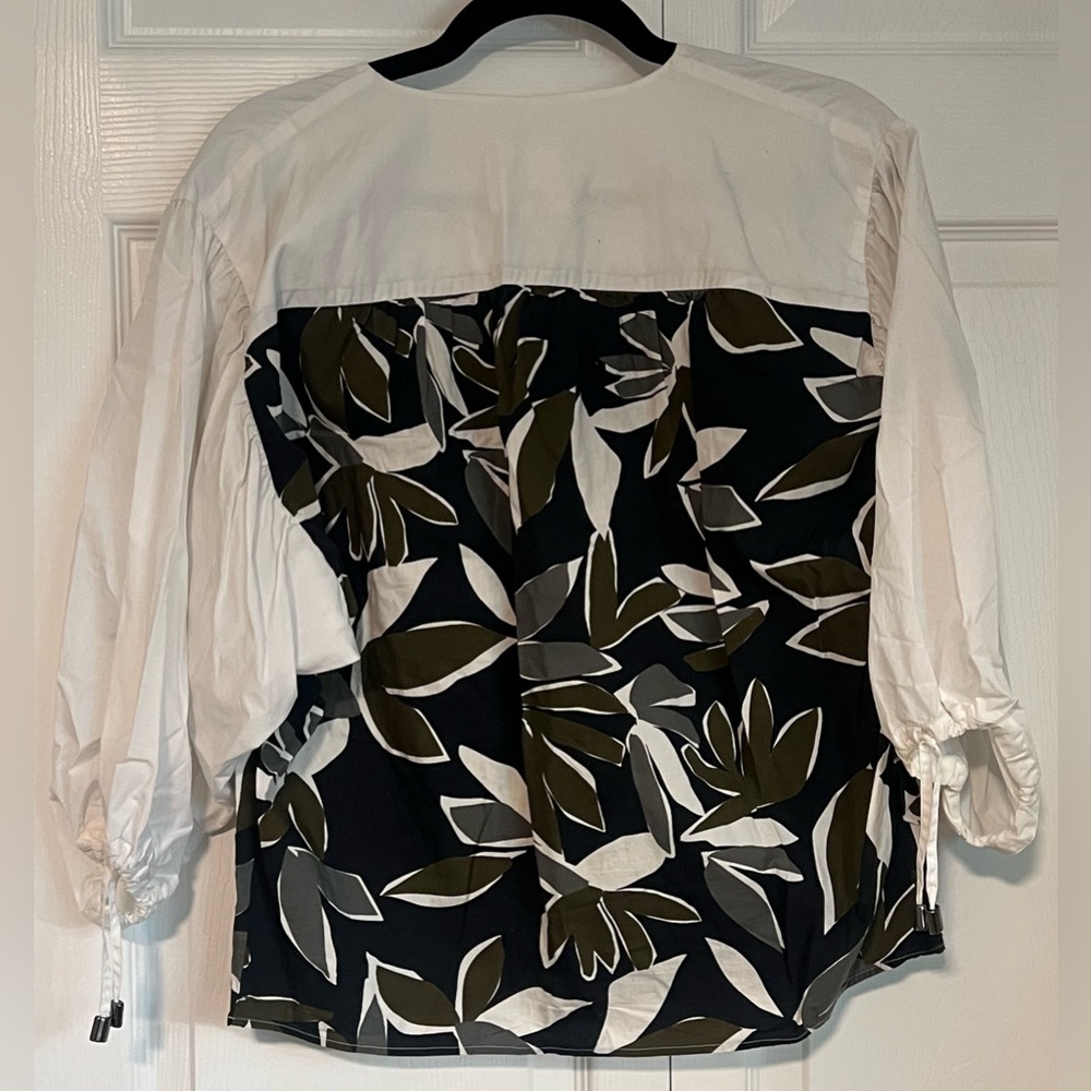 Xacus Leaf-Print Button Down Blouse - image 4